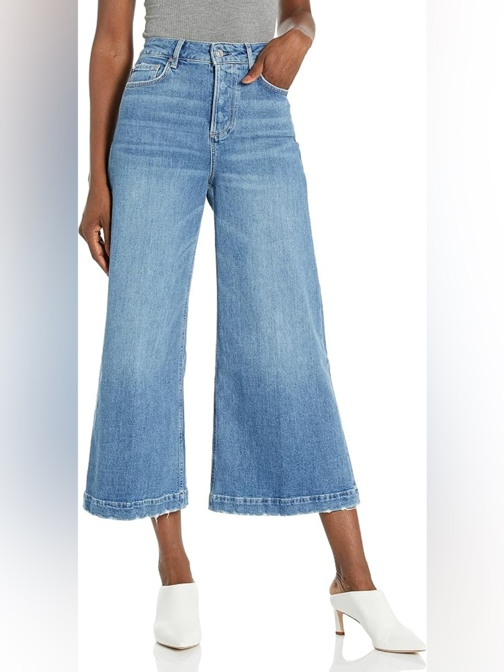 PAIGE Light Blue Wide-Leg Crop Jeans